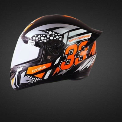 OZONE Prime Helmet_Hyena_full face_ISI_Certified_JBB@V4 Motorbike Helmet(ORANGE-BLACK)