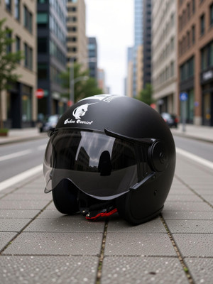URBAN CARRIER ABS Material Full Face Plain Visor, UV Scratch Resistance Motorsports Helmet(BLACK)