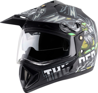 VEGA Off Road D/V Thunder Motorbike Helmet(Dull Black Grey)