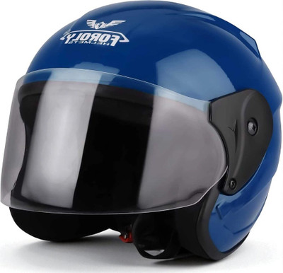 TRINOS Neno Alfha with Anti UV Polycarbonate Visor ABS Material, Unisex (MM-1) Motorbike Helmet(Blue)