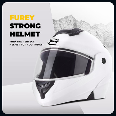 fuery Flip-up Plain Visor Blue Helmet Z105_New Motorsports Helmet(White)