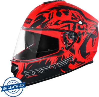 STUDDS Drifter D2 Full Face Helmet with Clear Visor (Matt Red N9, XL) Motorbike Helmet(Matt Red)