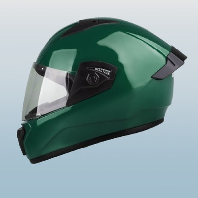 fuery FULL FACE HELMET WONDER PLAIN SILVER FF117 Motorbike Helmet(Green)