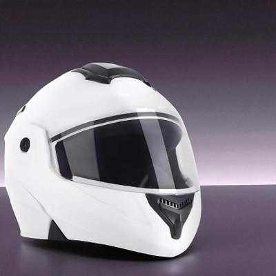 TRINOS Flipup with Polycarbonate Visor ABS Material (NN-1) Motorbike Helmet(White)