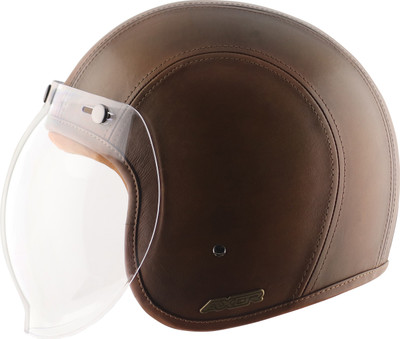 Axor Retro Jet leather Forest Motorbike Helmet(Green)