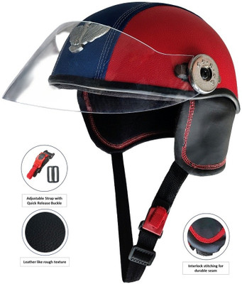 ATOPSAN LEATHER STYLE UNISEX Motorbike Helmet(Red, Blue)