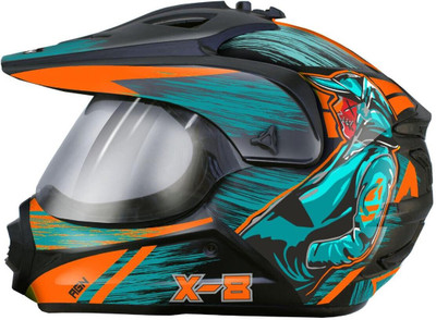 FOROLY X8 Cyber Graphics Motocross Motorbike Helmet Motorsports Helmet(Orange)