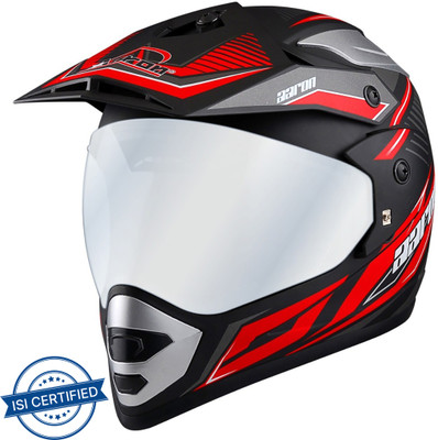 Aaron MX Decor Stylo Motorbike Helmet(Mat Black, Red)