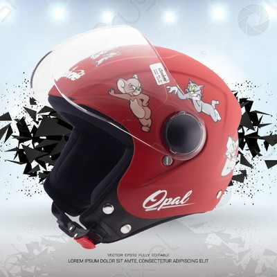 OZONE Superior Helmet_Open face_VG_21@A08 Motorbike Helmet(Red)
