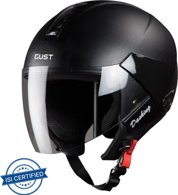 Steelbird SB-33 7Wings Gust Open Face Helmet in Black with Plain Visor Motorsports Helmet(Black)