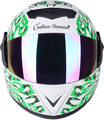 urban carrier ABS Ghost Rider Full Face Rainbow Visor Motorbike Helmet(Green)