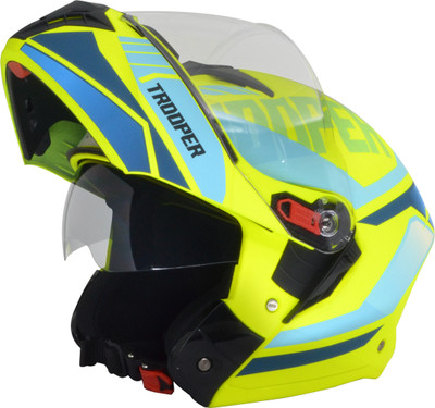 STUDDS Trooper D1 Flip-up Full Face with Dual Visor Motorbike Helmet(Matt Yellow N1)