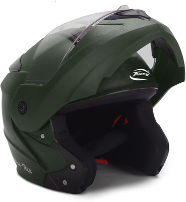 fuery Flip-up Plain Visor Blue Helmet Z064 Motorsports Helmet(Green)