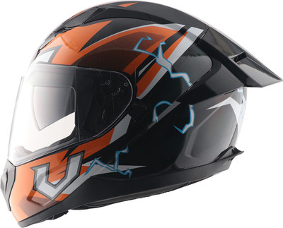 VEGA Rapid Flash DV with Spoiler and Extra Smoke Visor Motorbike Helmet(Black Orange)