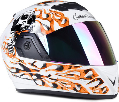 urban carrier ABS Ghost Rider Full Face Rainbow Visor(G43) Motorbike Helmet(Orange)
