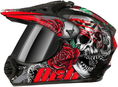 FOROLY Auto Green X-7 Devil ABS Material with Rainbow visor Motorbike Helmet(Red, Black)