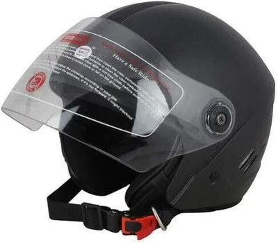 NHC _BLACK TRACK Half face HELMET WITH ISI CERTIFIED KEEP YOUR HEAD PROTECTED Motorbike Helmet(Black)