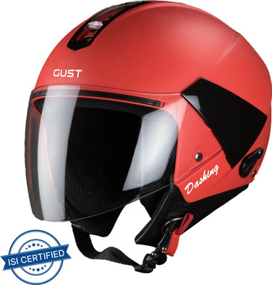 Steelbird SB-33 7Wings Gust Open Face Helmet in Red with Plain Visor Motorbike Helmet(Red)