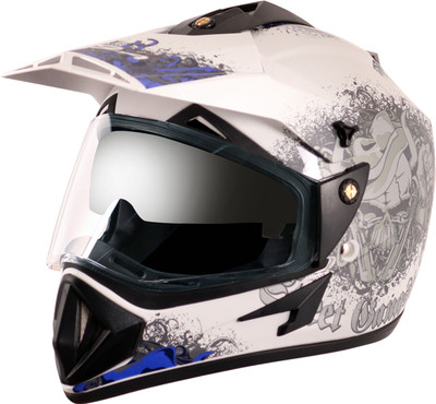 VEGA Off Road D/V Gangster Motorbike Helmet(White M.Blue)