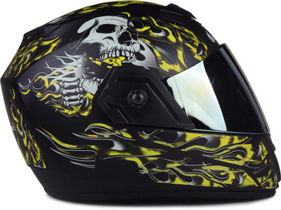 urban carrier ABS Ghost Rider Full Face Rainbow Visor Motorbike Helmet(Yellow)