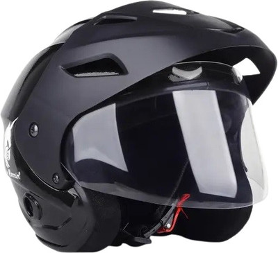 Lxt Black_Nano_Half_face_Helmet_with ISI Certified_BK_15 Motorbike Helmet(Black)
