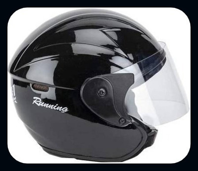 TWEEK NANO BLACK HALF FACE MOTOR BIKE HALMET_HLT Motorbike Helmet(Black)
