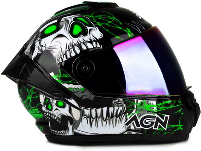 Agx Devil Speed ABS Material with Rainbow Visor Motorbike Helmet(Green)