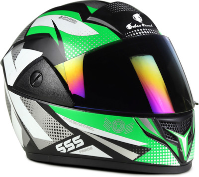urban carrier ABS Material Full Face Rainbow Visor, UV Scratch Resistance Motorbike Helmet(Green)