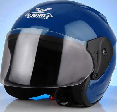 TRINOS Neno Alfha with Anti UV Polycarbonate Visor ABS Material, Unisex (PP-1) Motorbike Helmet(Blue)