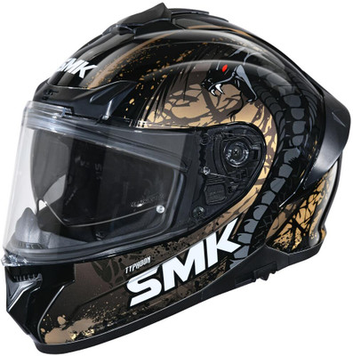 SMK Typhoon Motorbike Helmet(Black and Orange)