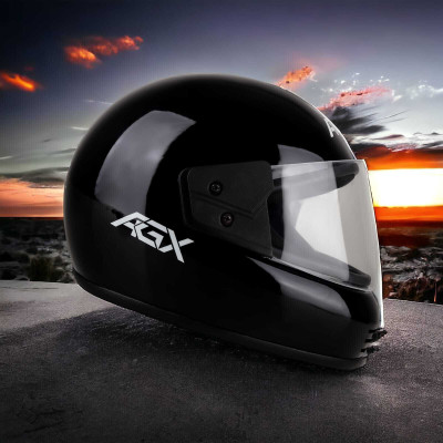 FOROLY AGX Full Face ABS Material with Scratch Resistant visor Motorbike Helmet(Black)