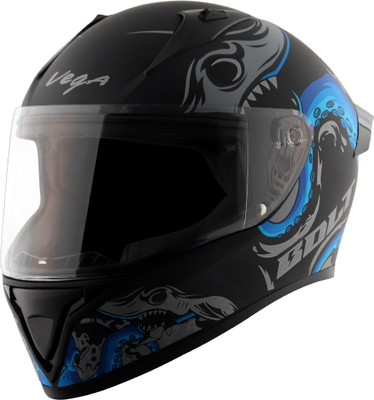 VEGA Bolt Octopus Motorbike Helmet(Dull Black Blue)