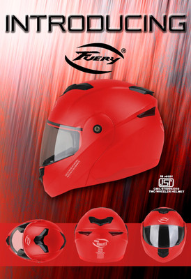 fuery Flipup Transparent visor TFU-78 Motorsports Helmet(Red)
