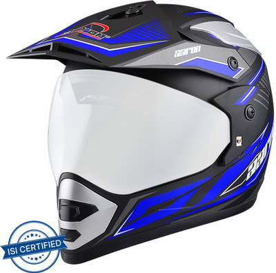 Aaron MX Decor Stylo Motorbike Helmet(Mat Black, Blue)