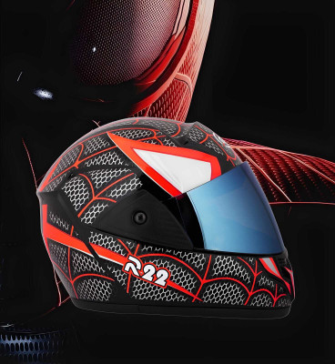 FOROLY Rado Spider ABS Material with Rainbow Visor Motorbike Helmet(Red)