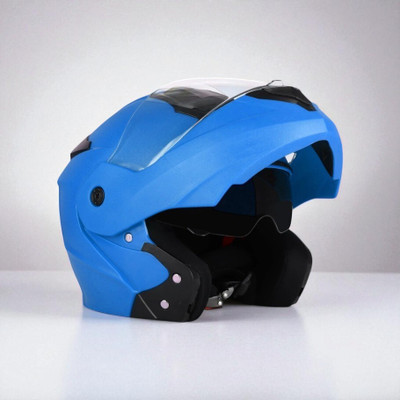 deletion Flipup with Anti UV PC and Dual Visor ABS Material Unisex (KK-1) Motorbike Helmet(Blue)