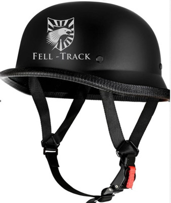 FELL-TRACK German Retro Style World War Inspired Half Face Helmet Motorbike Helmet(Royal Black)