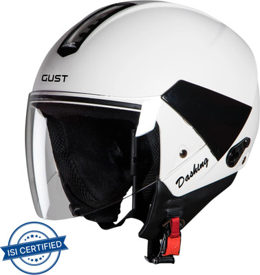 Steelbird SB-33 7Wings Gust Open Face Helmet in White with Plain Visor Motorbike Helmet(White)