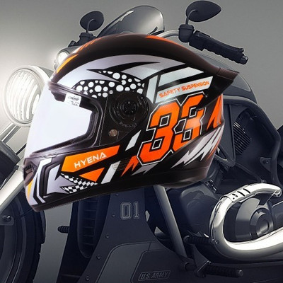 OZONE ONS_Premium Quality_Helmet_GV_@A@_42 Motorbike Helmet(ORENGE BLACK)