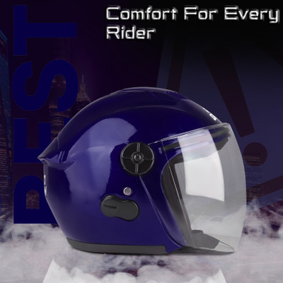 FOROLY Autogreen Open ABS Material with Pc Visor Motorbike Helmet(Blue)