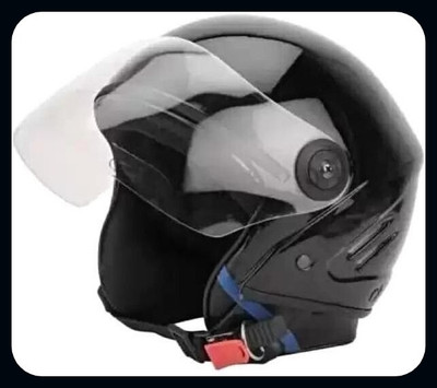 HDRC _ BLACK TRACK HALF FACE HELMAT WITH ISI CERTIFIED ( SAVE PRECIOUS LIFE )_HLT Motorbike Helmet(Black)