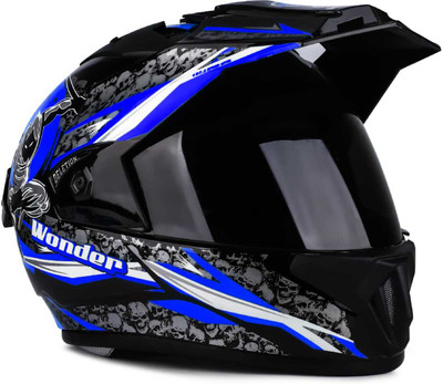 Agx Ninja Wonder Cap with Polycarbonate Visor ABS Material Motorbike Helmet(Blue)