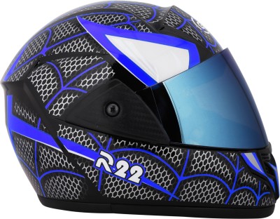 Racing-1 Spiderman with Rainbow Visor ABS Material Unisex Motorbike Helmet(Blue)