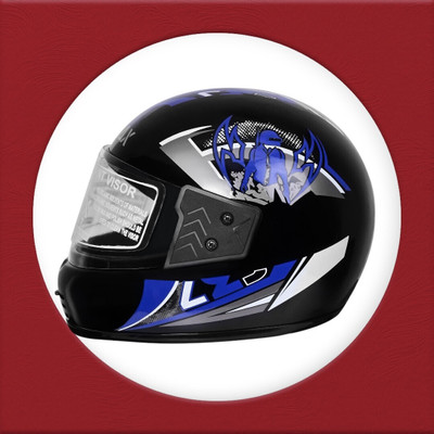 NOAX HELMET KING FULL FACE & ISI MARKED FOR UNISEX ((SL-358 Motorbike Helmet(Blue)