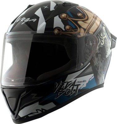 VEGA Crown Men Motorbike Helmet(Black Blue)