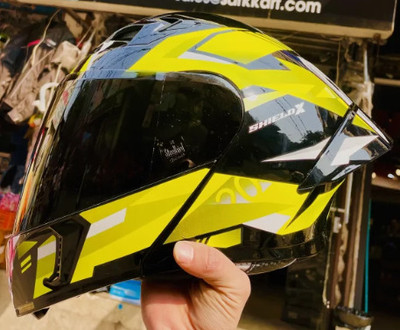 Steelbird Air SBA-20 Shield X ISI Certified Flip-Up Graphic Helmet for Men and Women Motorbike Helmet(Glossy Black Neon)