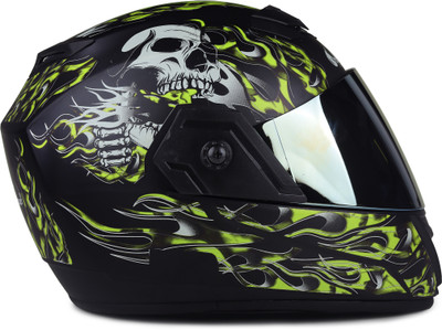 urban carrier ABS Ghost Rider Full Face Rainbow Visor Motorbike Helmet(Lemon Green)