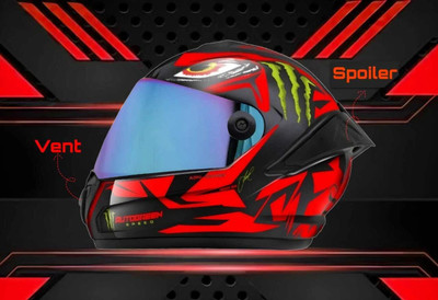 FOROLY Speed Autogreen Full Face ABS Material with Rainbow Visor Motorbike Helmet(Red)