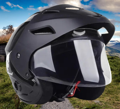 Lxt Black_Nano_Half_face_Helmet_with ISI Certified_BK_37 Motorbike Helmet(Black)