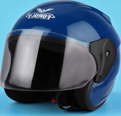 TRINOS Neno Alfha with Anti UV Polycarbonate Visor ABS Material, Unisex (NN-1) Motorbike Helmet(Blue)